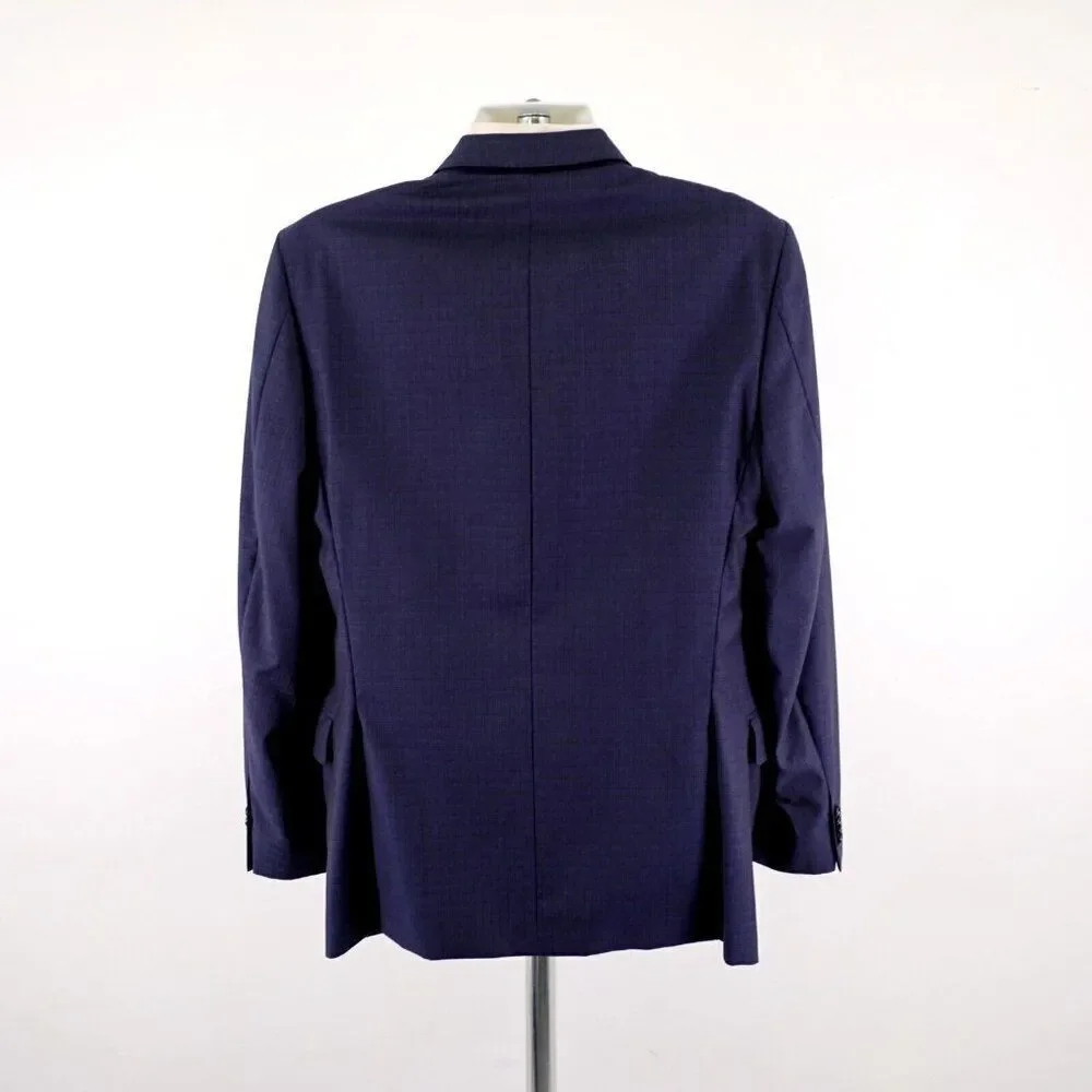 Joseph Abboud Reda‎ Super 110s Wool Blue Check 40R 2 Button Sport Coat Tag 42L